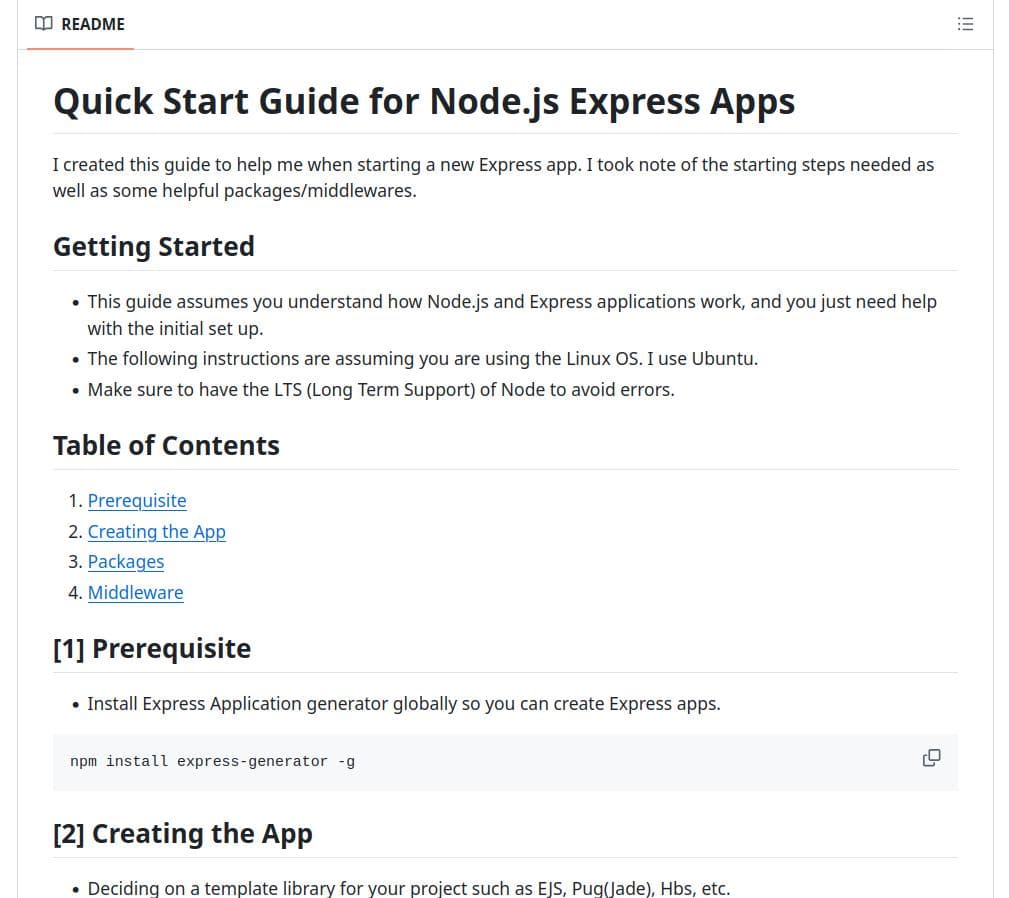 Node/Express Quick Start Guide